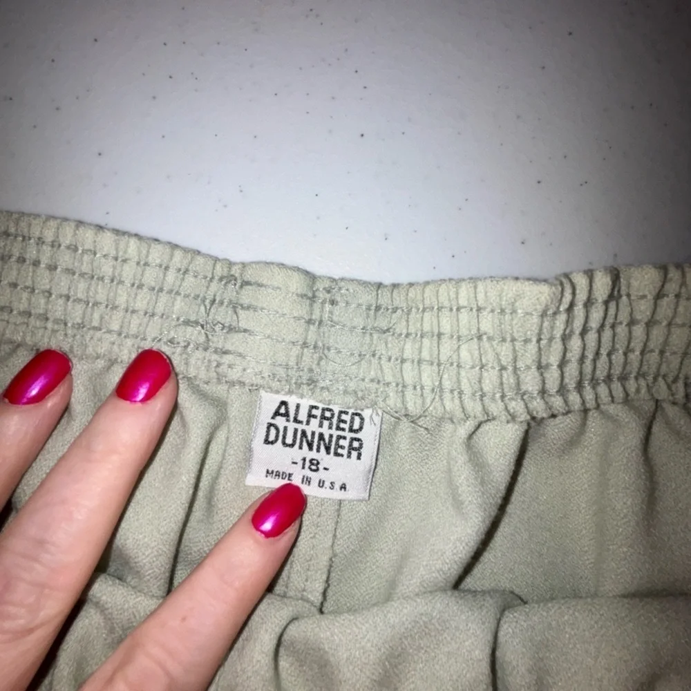 Alfred Dunner Light Green Elastic Waist Pants